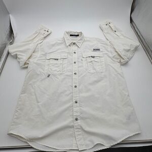 Columbia PFG Bahama II Mens Medium White Long Sleeve Vented Fishing Shirt UPF